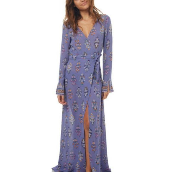 TIGERLILY Hydra Mauve Lilac Long Sleeve Wrap Maxi Dress - Picture 8 of 16